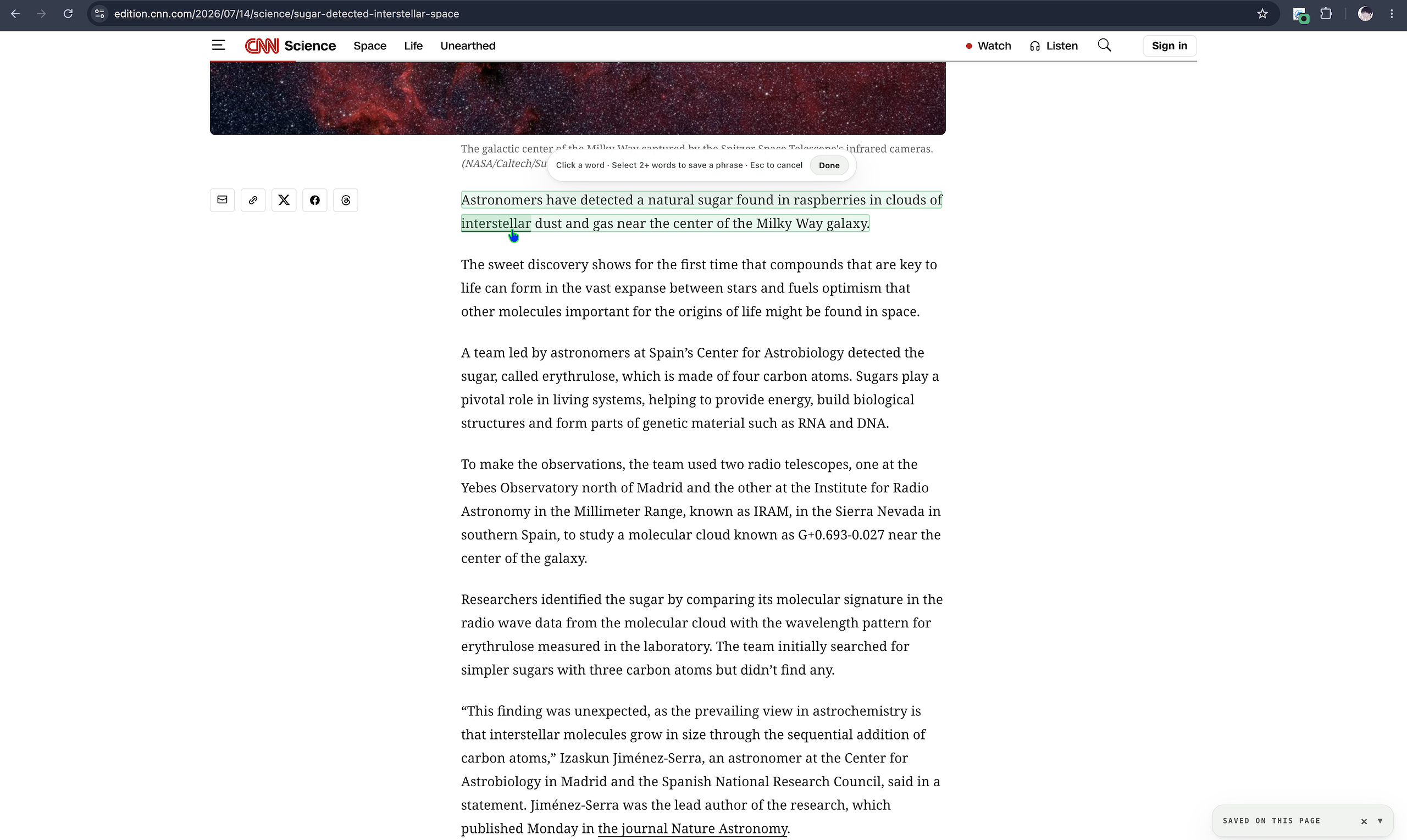Saving a single word inside the active context
